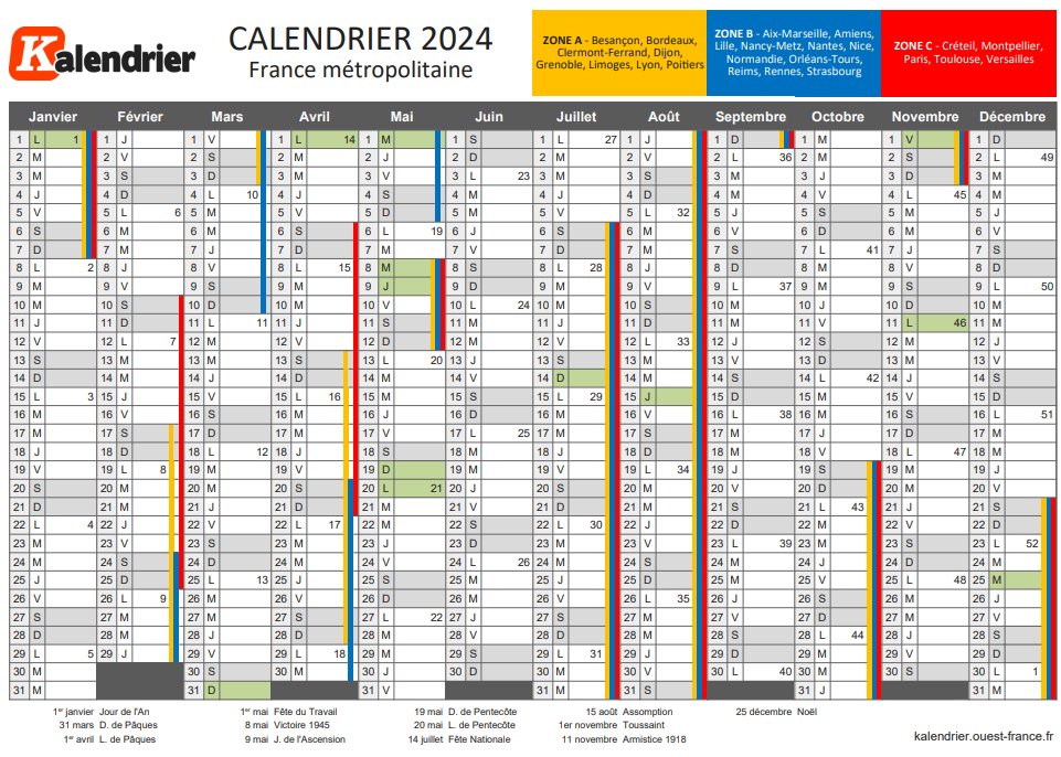 calendrier 2024